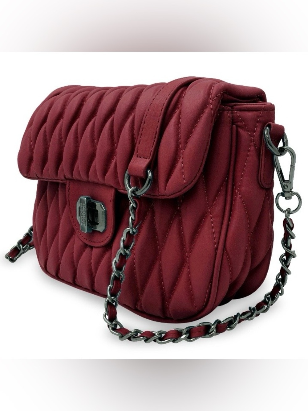 Badgley Mischka NWT Quilted Crossbody Bag in Wine - Picture 2 of 5